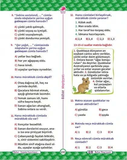 3-cü sinif Azərbaycan Dili Test Bankı