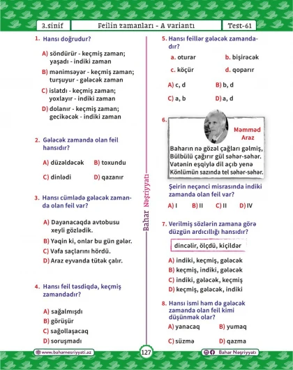 3-cü sinif Azərbaycan Dili Test Bankı