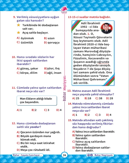 4-cü sinif Azərbaycan Dili Test Bankı