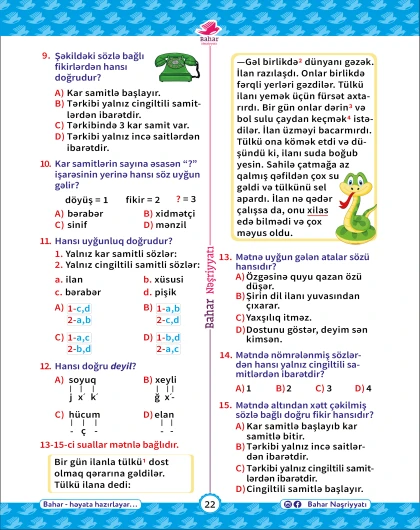 4-cü sinif Azərbaycan Dili Test Bankı