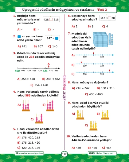 3-cü sinif Kür və Araz Mövzu-mövzu Testlər və Çalışmalar