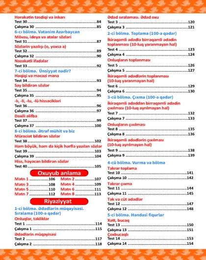 2-ci sinif Kür və Araz Mövzu-mövzu Testlər və Çalışmalar