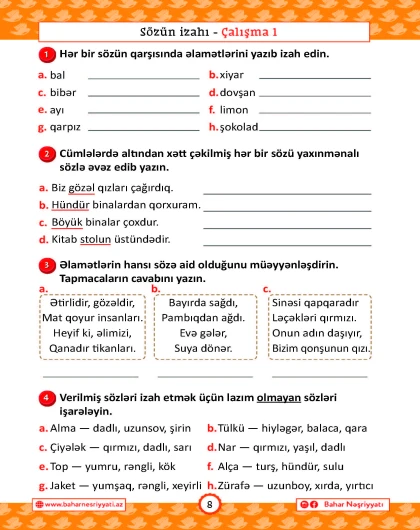 2-ci sinif Kür və Araz Mövzu-mövzu Testlər və Çalışmalar