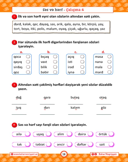 2-ci sinif Kür və Araz Mövzu-mövzu Testlər və Çalışmalar